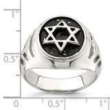 Sterling Silver Antiqued Star of David Ring - QR-364C16BB-8704