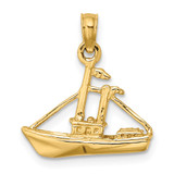 14K 3-D Cargo Ship W/ Tug Boat Charm