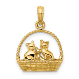 14K 3-D Cats Inside Of Basket Charm