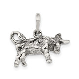 Sterling Silver Antiqued Taurus Zodiac Pendant