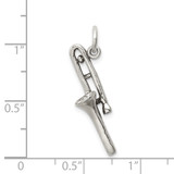 Sterling Silver Antiqued Trombone Charm