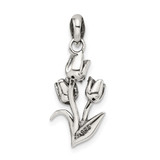 Sterling Silver Antiqued Tulip Pendant - QC-328903D0-4236