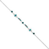 Sterling Silver Antiqued Turquoise Beaded Anklet - QG-1A4D3FF0-2830