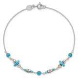 Sterling Silver Antiqued Turquoise Beaded Anklet - QG-1A4D3FF0-2830