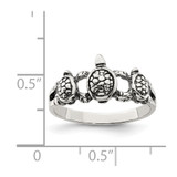 Sterling Silver Antiqued Turtle Ring - QR-26D1E436-3171