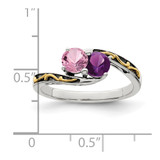 Sterling Silver Antiqued w/14k 2-stone Mother's Ring Mounting - QM-08CF1D0F-7020