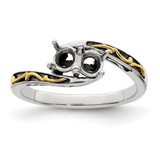 Sterling Silver Antiqued w/14k 2-stone Mother's Ring Mounting - QM-08D53539-9456