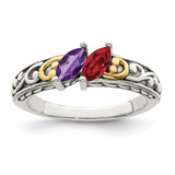Sterling Silver Antiqued w/14k 2-stone Mother's Ring Mounting - QM-5BEF1BF8-1449