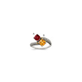 Sterling Silver Antiqued w/14k 2-stone Mother's Ring Mounting - QM-E7ACE99D-7972