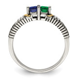 Sterling Silver Antiqued w/14k 2-stone w/Diamond Mother's Ring Semi-Mount - QM-22C97B70-3924