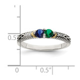 Sterling Silver Antiqued w/14k 2-stone w/Diamond Mother's Ring Semi-Mount - QM-96C7A778-6142