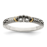 Sterling Silver Antiqued w/14k 2-stone w/Diamond Mother's Ring Semi-Mount - QM-96C7A778-6142