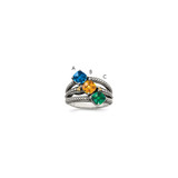 Sterling Silver Antiqued w/14k 3-stone Mother's Ring Mounting - QM-63801E07-6324