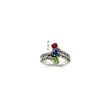 Sterling Silver Antiqued w/14k 3-stone Mother's Ring Mounting - QM-87884A70-4274