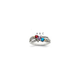 Sterling Silver Antiqued w/14k 3-stone w/Diamond Mother's Ring Semi-Mount - QM-48192530-2437