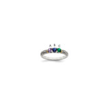 Sterling Silver Antiqued w/14k 3-stone w/Diamond Mother's Ring Semi-Mount - QM-4F908C26-5895