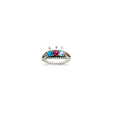 Sterling Silver Antiqued w/14k 3-stone w/Diamond Mother's Ring Semi-Mount - QM-B5AB5480-6462