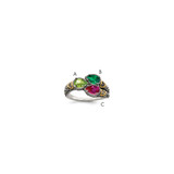 Sterling Silver Antiqued w/14k 3-stone w/Diamond Mother's Ring Semi-Mount - QM-DAEAF16D-3154
