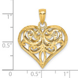 14K 3-D Diamond-cut Filigree Puffed Heart Charm - K7-45B538B8-4639
