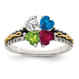 Sterling Silver Antiqued w/14k 4-stone Mother's Ring Mounting - QM-0D8C7588-3216