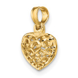 14K 3-D Diamond-cut Mini Puffed Heart Charm