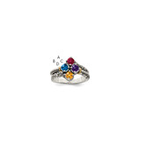 Sterling Silver Antiqued w/14k 4-stone Mother's Ring Mounting - QM-9C07E5EA-9563