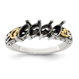 Sterling Silver Antiqued w/14k 4-stone Mother's Ring Mounting - QM-F360E403-9101