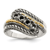 Sterling Silver Antiqued w/14k 4-stone Mother's Ring Mounting - QM-F45C6434-2954