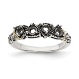 Sterling Silver Antiqued w/14k 4-stone Mother's Ring Mounting - QM-F4F046C5-8114