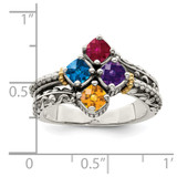 Sterling Silver Antiqued w/14k 4-stone Mother's Ring Mounting - QM-F7E47912-4653