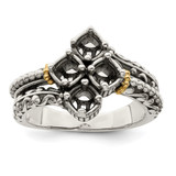 Sterling Silver Antiqued w/14k 4-stone Mother's Ring Mounting - QM-F7E47912-4653