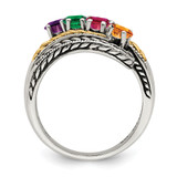 Sterling Silver Antiqued w/14k 4-stone Mother's Ring Mounting - QM-FF7F51F3-7642