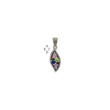 Sterling Silver Antiqued w/14k 4-stone w/Diamond Mothers Pendant Semi-Mount - QM-3B69F0B6-3080