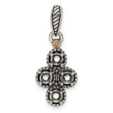 Sterling Silver Antiqued w/14k 4-stone w/Diamond Mothers Pendant Semi-Mount - QM-695E9CB3-3561