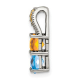 Sterling Silver Antiqued w/14k 4-stone w/Diamond Mothers Pendant Semi-Mount - QM-80C32B19-6954