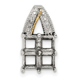 Sterling Silver Antiqued w/14k 4-stone w/Diamond Mothers Pendant Semi-Mount - QM-80C32B19-6954