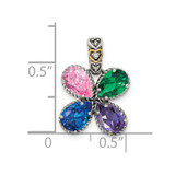 Sterling Silver Antiqued w/14k 4-stone w/Diamond Mothers Pendant Semi-Mount - QM-A3C7DF62-6378