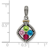 Sterling Silver Antiqued w/14k 4-stone w/Diamond Mothers Pendant Semi-Mount - QM-BBC0A396-2727