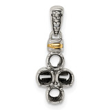 Sterling Silver Antiqued w/14k 4-stone w/Diamond Mothers Pendant Semi-Mount - QM-C10953D5-3692