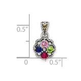 Sterling Silver Antiqued w/14k 4-stone w/Diamond Mothers Pendant Semi-Mount - QM-D96B2FC3-5291