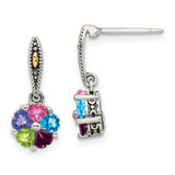 Sterling Silver Antiqued w/14k 5-stone Mother's Earring Mounting