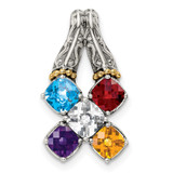 Sterling Silver Antiqued w/14k 5-stone Mother's Pendant Mounting - QM-8E1A119C-9603