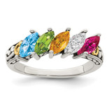 Sterling Silver Antiqued w/14k 5-stone Mother's Ring Mounting - QM-8B0581A7-3363