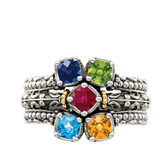 Sterling Silver Antiqued w/14k 5-stone Mother's Ring Mounting - QM-F316352D-8390