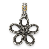 Sterling Silver Antiqued w/14k 5-stone w/Diamond Mothers Pendant Semi-Mount - QM-170EA88A-8081