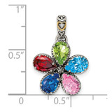 Sterling Silver Antiqued w/14k 5-stone w/Diamond Mothers Pendant Semi-Mount - QM-170EA88A-8081