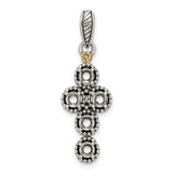 Sterling Silver Antiqued w/14k 5-stone w/Diamond Mothers Pendant Semi-Mount - QM-3F35217C-9301