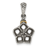 Sterling Silver Antiqued w/14k 5-stone w/Diamond Mothers Pendant Semi-Mount - QM-5BE5D408-4654