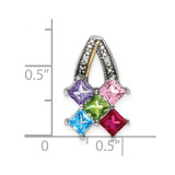 Sterling Silver Antiqued w/14k 5-stone w/Diamond Mothers Pendant Semi-Mount - QM-8B3DA40C-9039