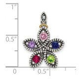 Sterling Silver Antiqued w/14k 5-stone w/Diamond Mothers Pendant Semi-Mount - QM-CA4CC03E-2728